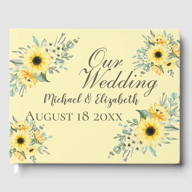 D'or Livre d'invité Mariage Sunflowers (Recto)