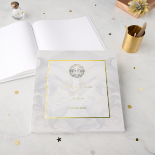 D'or Livre d'invité personnalisé Dolphin Mariage Foil