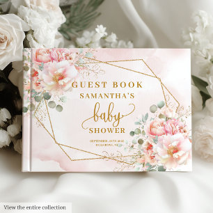 D'or Livre d'invité sur le baby shower de sauge rose do