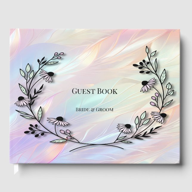 D'or Livre d'invités à fleurs minimal (Recto)