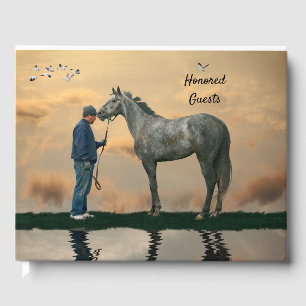 D'or Livre D'Invités Gray Horse And Groom OTTB