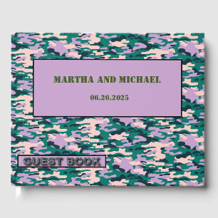 D'or Livre D'Invités Mariage De Camouflage Rose Et Vert