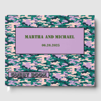 D'or Livre D'Invités Mariage De Camouflage Rose Et Vert