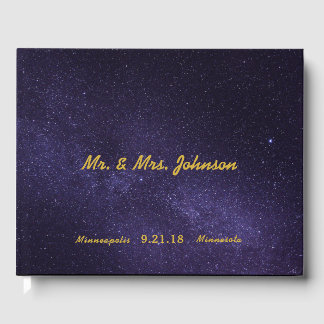 D'or Livre d'invités - Mariage de nuit étoilé II