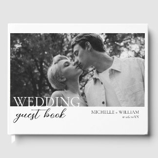 D'or Livre d'invités photo minimaliste Mariage avec ini