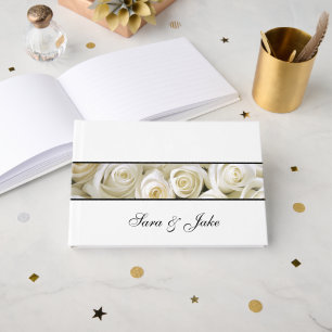 D'or Livre d'invités White Roses