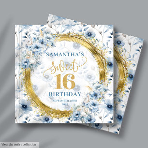 D'or Luxe Pastel Blue Sweet 16 Livre d'hôtes avec étinc