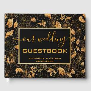 D'or Magnifique livre d'hôtes Mariage de luxe Black & G