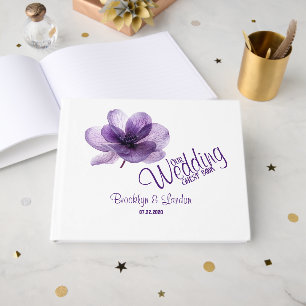 D'or Magnifique Mariage de fleurs violettes livre d'hôt