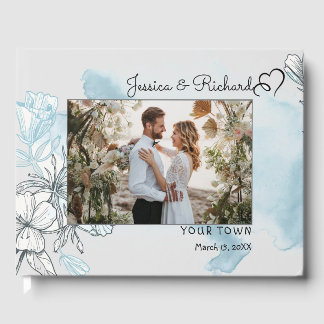 D'or Mariage d'aquarelle PHOTO Livre d'invités