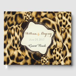 D'or Mariage Empreinte de léopard Livre d'invité