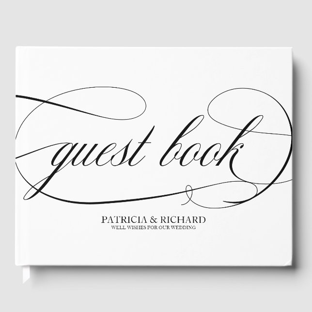 D'or Mariage Livre d'invité Chic Script noir (Recto)