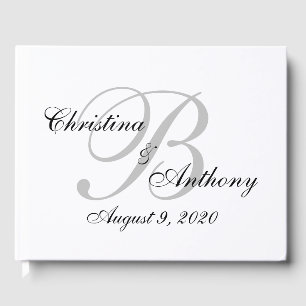 D'or Mariage Monogramme Livre d'invité personnalisé   O