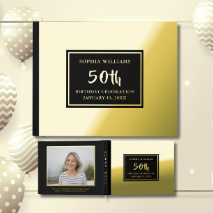 D'or N'importe quel âge Anniversaire Livre d'invité Pho