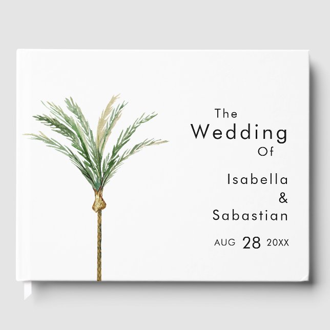 D'or Palm Tree Destination Mariage Livre d'invité (Recto)