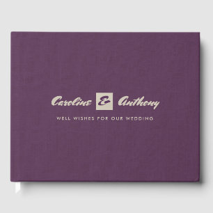 D'or Plum Burlap Texture Mariage Livre d'invité
