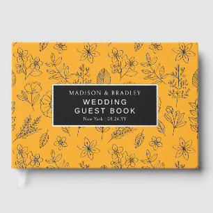 D'or Real Foil Botanical Floral Mariage Livre d'invité