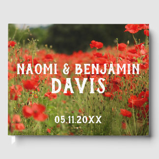 D'or Red Poppies Mariage Livre d'invité