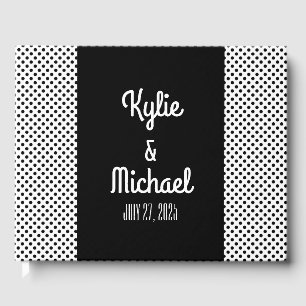 D'or Retro Black White Polka Pot Mariage Livre d'hôtes