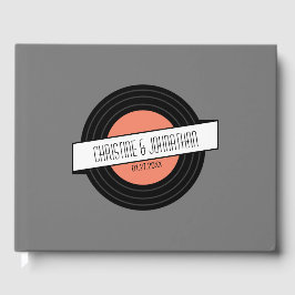 D'or Retro Vinyl Record Livre d'Invité