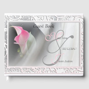 D'or Rose Calla Lily Flourd Mariage Livre d'invité