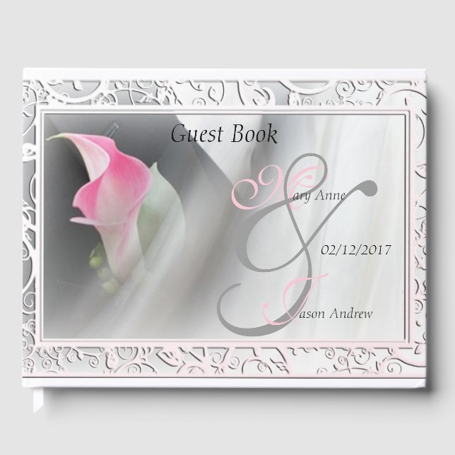 D'or Rose Calla Lily Flourd Mariage Livre d'invité (Recto)