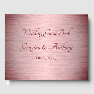 D'or Rose Gold Copper Bourgogne Mariage Livre d'invité