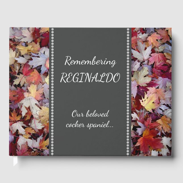 D'or Rustic Automne quitte Pet Memorial livre d'invité (Recto)