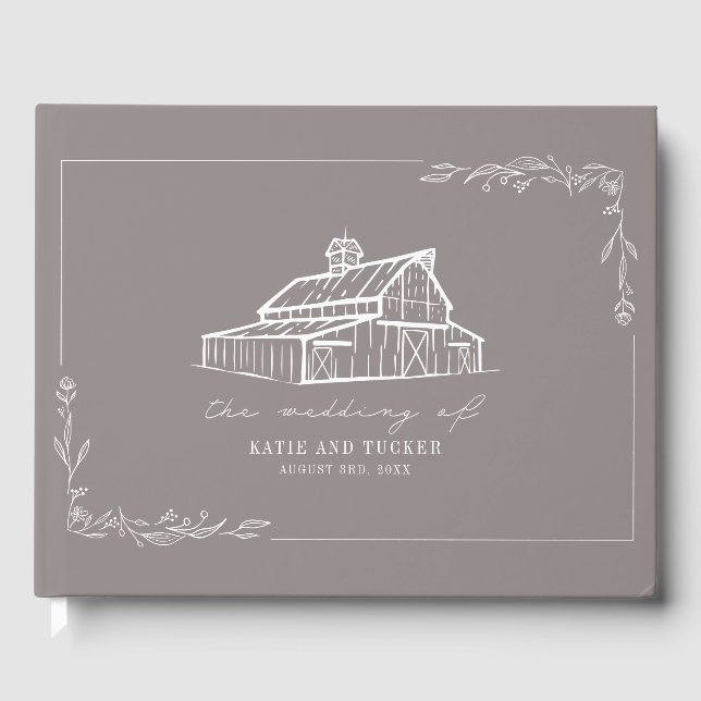 D'or Rustic Barn Amethyst Grey Farm Mariage Livre d'inv (Recto)