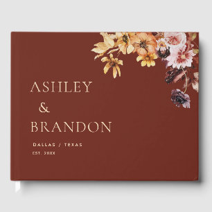 D'or Rustic Fall Floral Mariage Livre d'invité personna