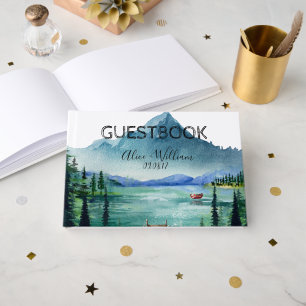 D'or Rustic Lakeside Mariage Livre d'invité personnalis