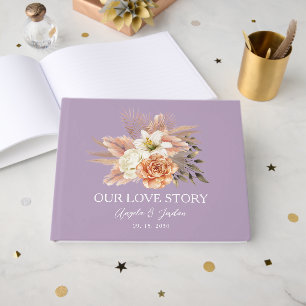 D'or Rustic Peach Mariage Livre d'invité