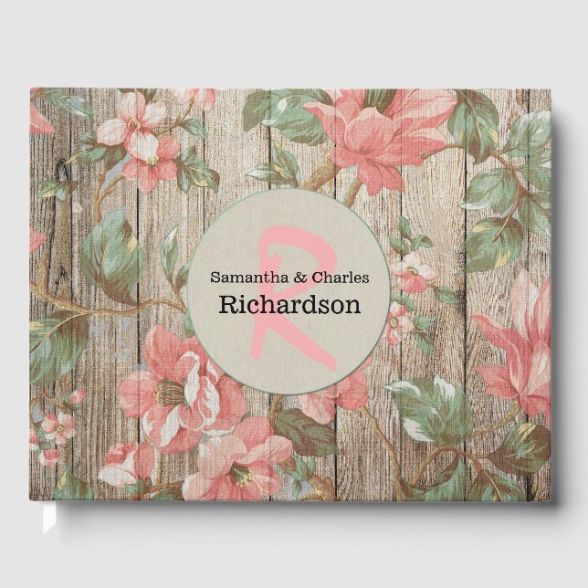 D'or Rustic Spring Blooms Livre d'invité Mariage (Recto)