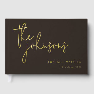D'or Script Custom Names Mariage Foil Livre d'invité