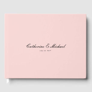 D'or Script simple Joli Livre d'invité Mariage rose