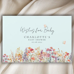 D'or Voeux pour bébé! Livre d'invité fleur sauvage