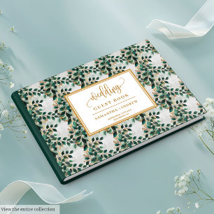D'or Whimssal Floral Deep Green Et Gold Livre d'invités