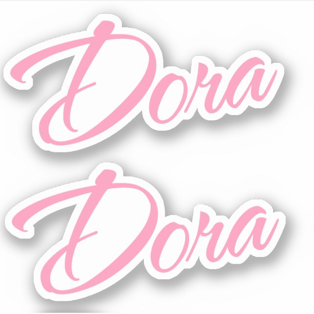 Dora Name in Pink x2 Aufkleber (Vorderseite)