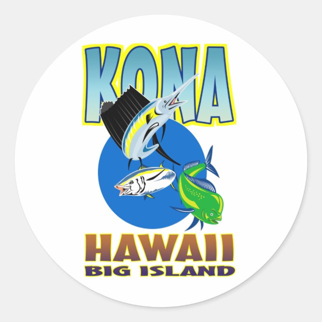 Dorado dolpheus (Segelfisch) und Roter Thun Runder Aufkleber (Vorderseite)