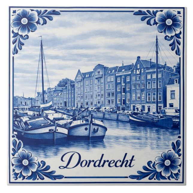 Dordrecht Delft Blau Stil Keramikfliese (Vorderseite)