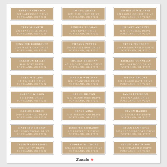 Doré | Étiquettes de adresse individuels (Feuille)