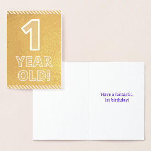 Dorée 1er Anniversaire - Audacieux "1 AN !" Carte Gold F