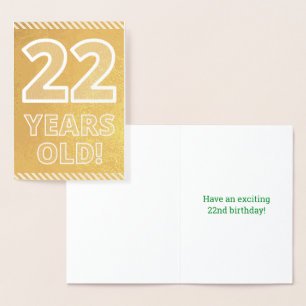 Dorée 22e anniversaire : Audacieux "22 ans !" Carte Gold