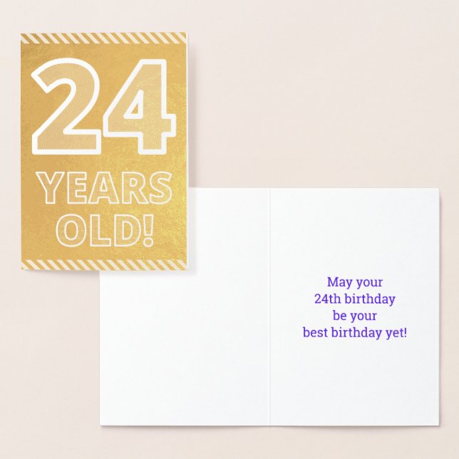 Dorée 24ème anniversaire : Gras "24 ANS !" Carte Gold Fo (Affichage)