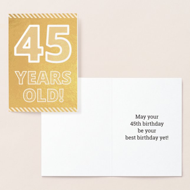 Dorée 45ème anniversaire : audacieux "45 ans !" Carte Go (Affichage)