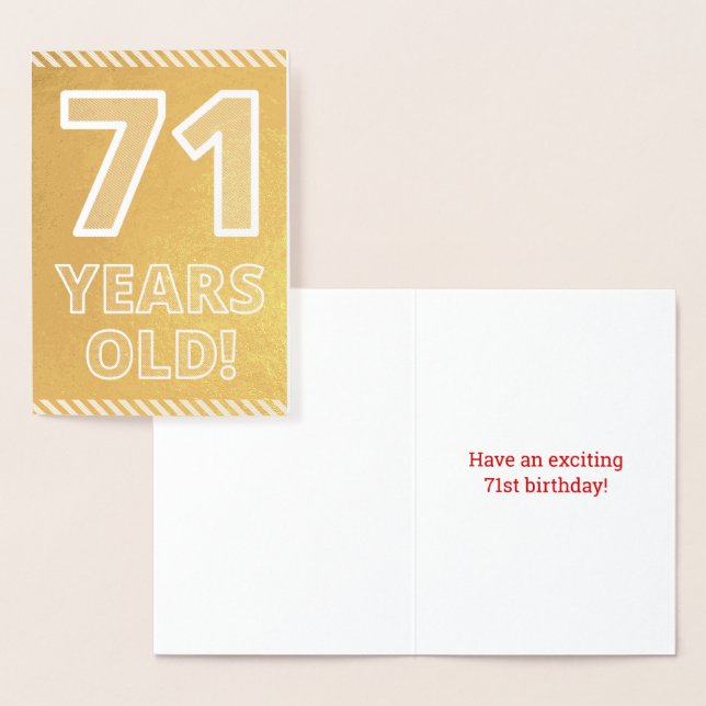 Dorée 71e anniversaire : audacieux "71 ans !" Carte Gold (Affichage)