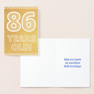 Dorée 86ème anniversaire : Bold "86 ans !" Carte Gold Fo