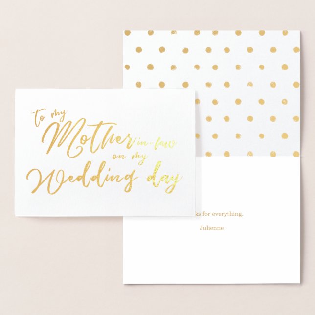 Dorée À ma belle-mère sur ma carte d'huile de mariage (Affichage)