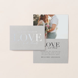 Dorée Amour et merci mariage carte de remerciements