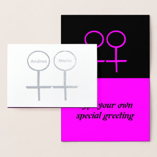 Dorée Amoureuses Lesbiennes Carte en Papier Aluminium Pe